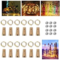 Vicloon luz de Botella Led- [12 Piezas] 2m 20LEDs luces led para Botellas- Blanco Cálido luz Corcho Botella de Vino…